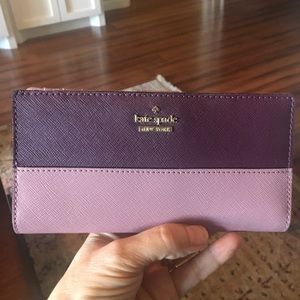 Kate Spade peony pink and deep plum/maroon wallet